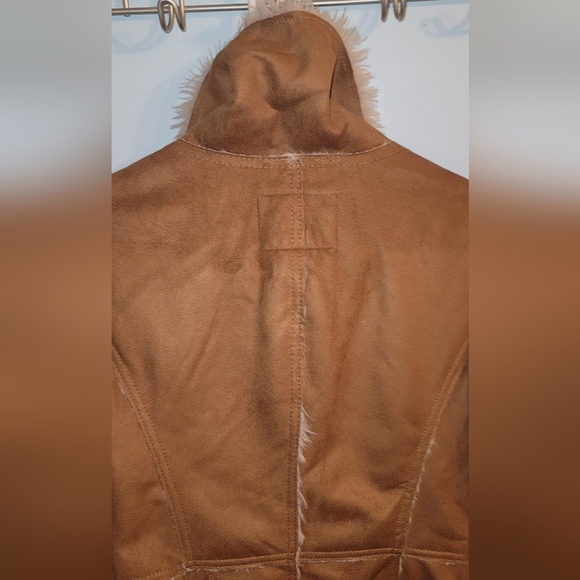 American Rag faux fur & suede  Jacket Coat extra small soft tan beige - Picture 9 of 16
